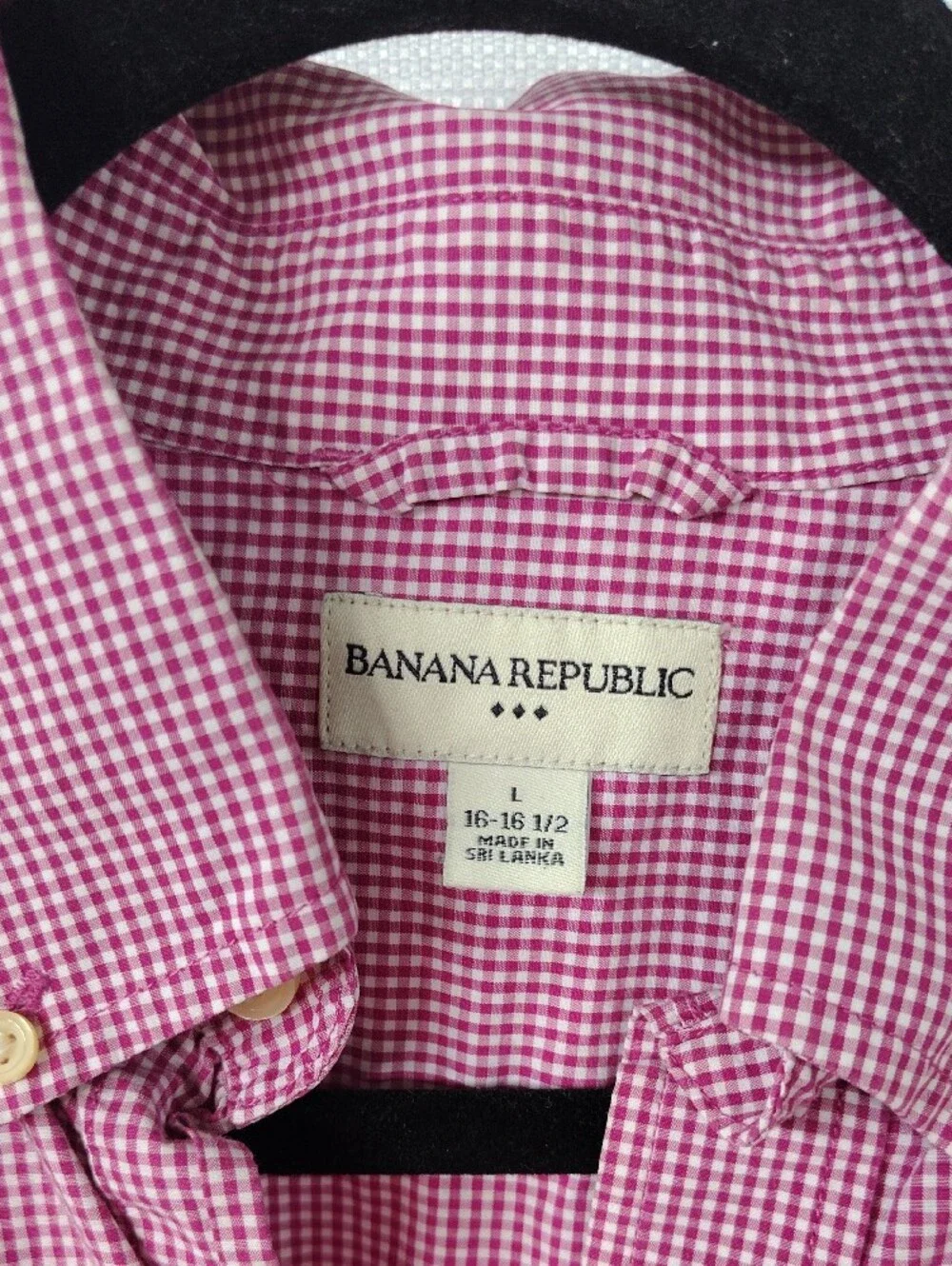 Banana Republic Men’s Purple Mini-Gingham Check Button-Down Shirt L